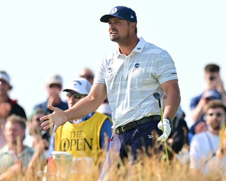 Bryson DeChambeau reacts to his changeable from nan 7th tee