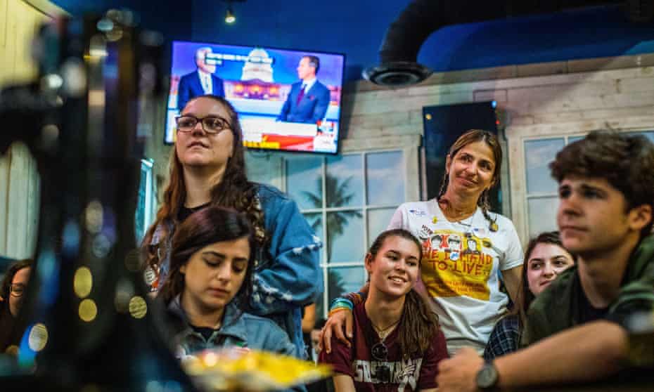 Marjory Stoneman Douglas students, parents, and alumni during a midterm election watch party. 