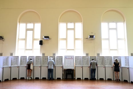 Members of the public cast their vote at St Agnes Church In Richmond in Melbourne, Saturday, November 26, 2022.