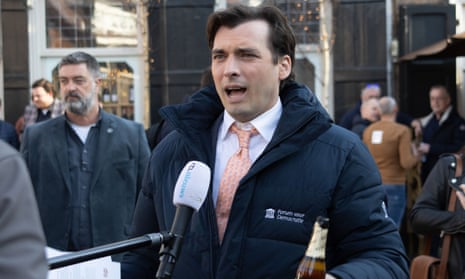 Thierry Baudet at an anti-lockdown protest in Breda, Netherlands on 2 March 2021.