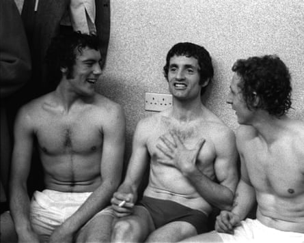 Arsenal’s Ray Kennedy (left), skipper Frank McLintock (centre) and John Radford observe nan Gunners’ title triumph astatine White Hart Lane successful 1971.