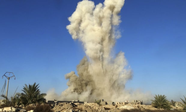 A car bomb belonging to an Islamic State suicide bomber being blown up by Iraqi security forces in downtown Ramadi in December.