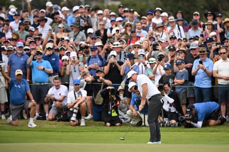 Northern Ireland’s Rory McIlroy plays a shot in round one