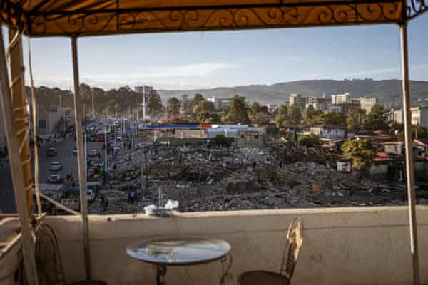 The extent of the destruction of buildings in Piassa can be seen from a terrace in the Addis Ababa neighbourhood.