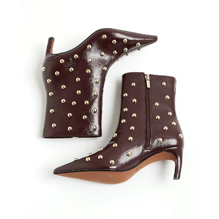 River Island Red Studded Kitten Heel Boots