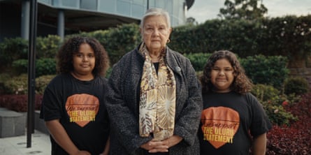 Uluru Dialogue co-chair Pat Anderson, centre, in a still from the first ad campaign to encourage a yes vote in a referendum on an Indigenous voice to parliament.