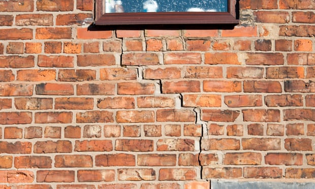 Cracks in a wall from subsidence.