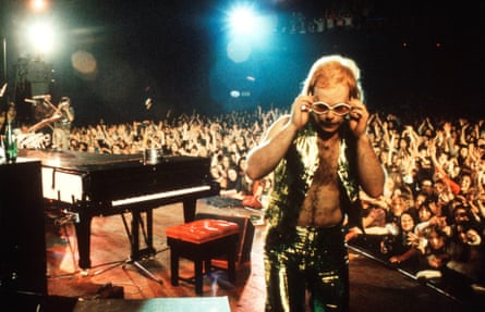 ‘I hadn’t even wanted to be a rock star’: Elton John on stage in 1974.