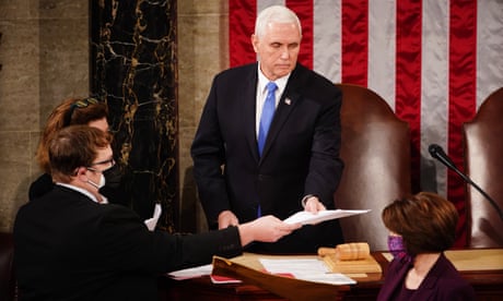 Vice-President Mike Pence presides over the joint session of Congress to certify Joe Biden as the next US president in the US Capitol on 6 January 2021.