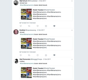 Identical tweets from Bots.