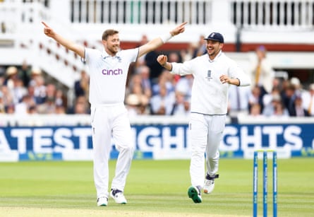England's Ollie Robinson celebrates a wicket during the 2023 Ashes.