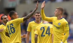 Ross Barkley, right, here celebrating with Kenedy after scoring for Chelsea at Reading, says he has been asked to play further forward by Frank Lampard.