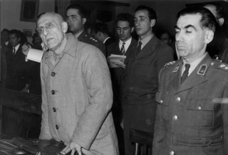 Iranian prime minister Mohammad Mosaddegh, left, is sentenced to prison in December 1953 after a CIA-backed coup cemented the rule of the shah.