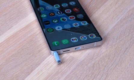 The S Pen stylus in the bottom of the Samsung Galaxy S25 Ultra.