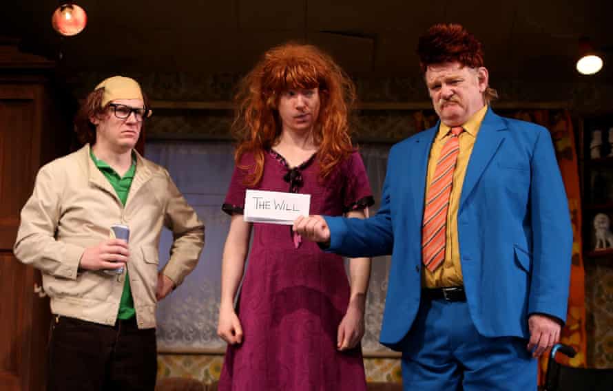 Domhnall Gleeson, center, with his brother Brian Gleeson, left, and father Brendan in Enda Walsh's The Walworth Farce at Olympia Dublin in 2015.