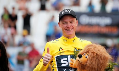 Cycling - The 104th Tour de France cycling race - The 22.5-km individual time trial Stage 20 from Marseille to Marseille, France - July 22, 2017 - Team Sky rider and yellow jersey Chris Froome of Britain celebrates on the podium. REUTERS/Benoit Tessier