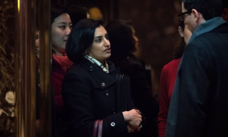 Seema Verma, president and founder of SVC Inc, gets into an elevator as she arrives at Trump Tower last month.