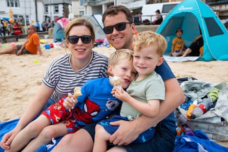 Darren and Rosanna Price with their sons Dillon and Luke on Friday.