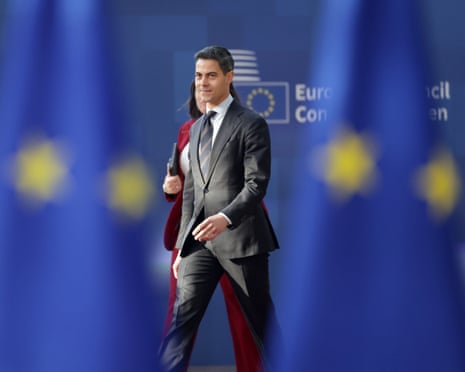 The Netherlands' prime minister Rob Jetten arrives for a formal meeting of the European Council in Brussels, Belgium.