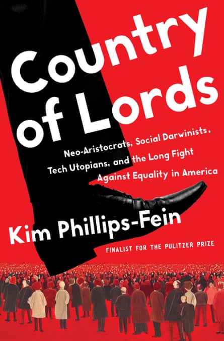 red and black book cover for Country of Lords, showing a person’s shoe stepping on a group of people