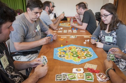 Settlers of Catan played by competitors in the Mind Sports Olympiad, London 2015.