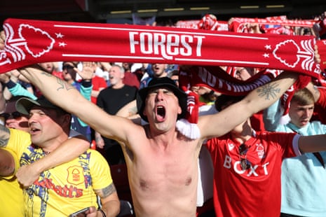 Nottingham Forest fans inside the stadium before the match against Arsenal.