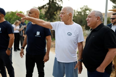 Eisenkot speaks with former hostage Gadi Moses in kibbutz Nir Oz in southern Israel.