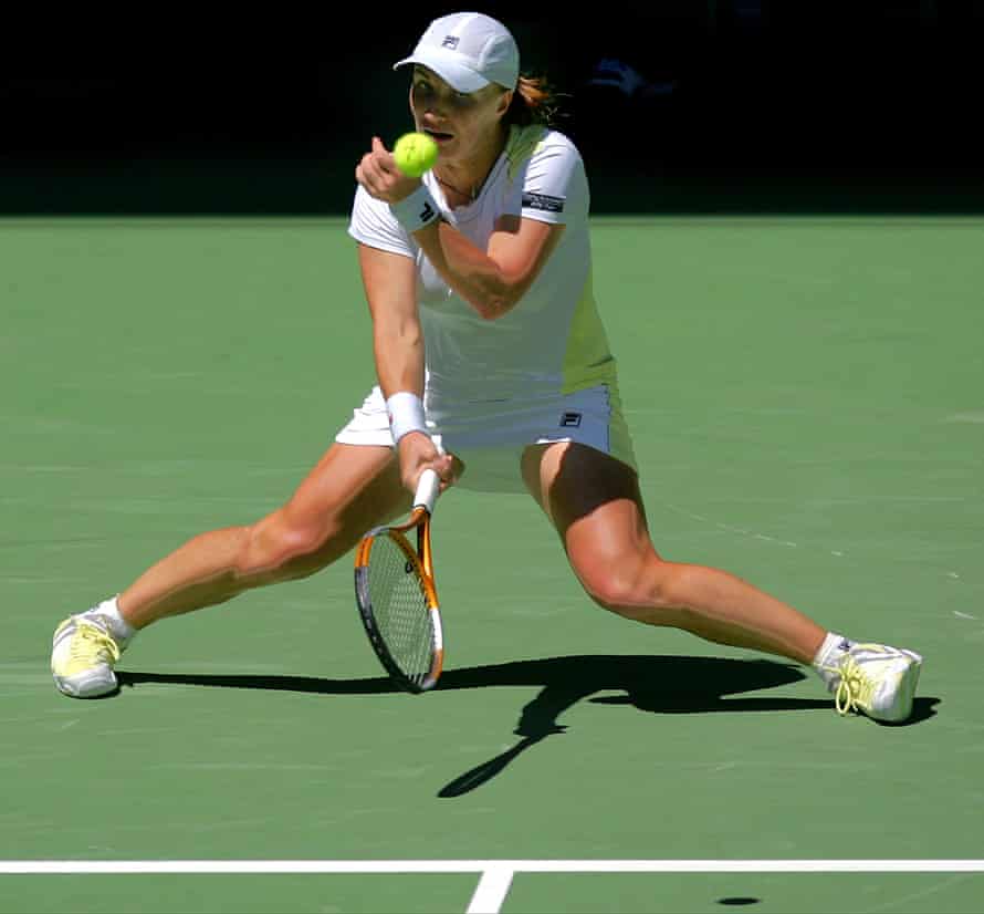 Fifth seed Russia’s Svetlana Kuznetsova in action during her fourth round match against compatriot Vera Douchevina. Kusnetsova won 6-4 6-2.