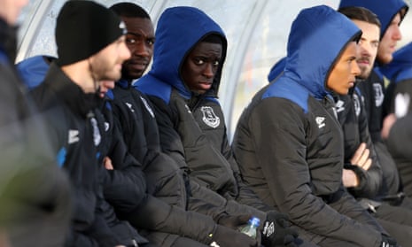 Yannick Bolasie, second left, on the bench for a Premier League 2 match. He has played in two Under-23 games in the past week and could feature against Swansea.