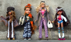 Bratz dolls and a Barbie from the early 2000s.