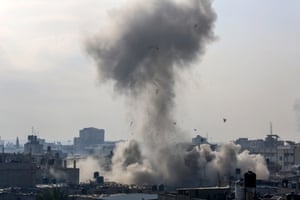 Rafah, Gaza: Smoke rises from buildings after Israeli airstrikes