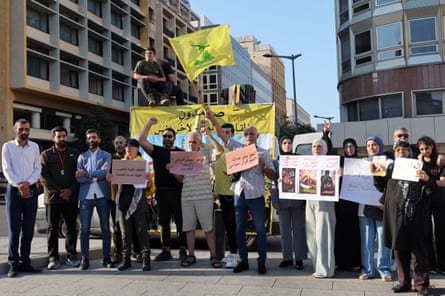 Supporters of Hezbollah protest in Beirut against Lebanese-Israeli talks on 18 August 2026.