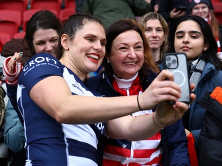 Ilona Maher interacts with fans at Bristol rugby.