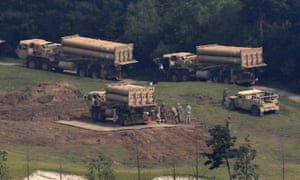 TheThaad missile defence system is deployed on a golf course in Seongju, South Korea.