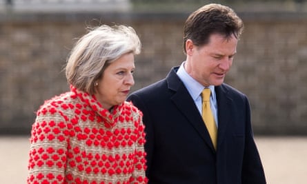 Clegg with Theresa May in March 2015.