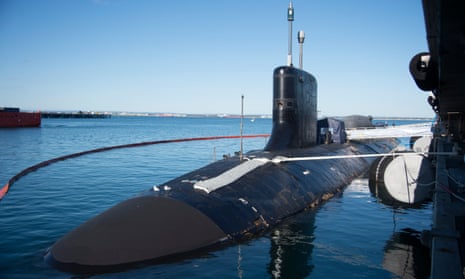 A Virginia-class submarine docked at HMAS Stirling near Perth