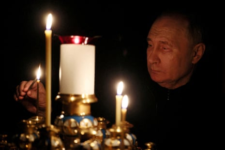 The Russian leader was seen lighting a candle for the victims at a Moscow church last week.