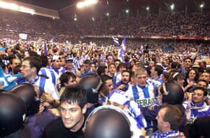 Deportivo fans celebrate winning the title in May 2000.