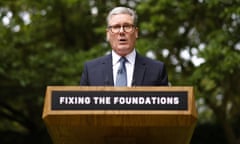 Keir Starmer delivers a speech in the Rose Garden of 10 Downing Street on 27 August 2024.