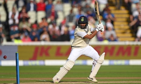 Cheteshwar Pujara will resume on 50 not out on Monday as India look to extend their lead.