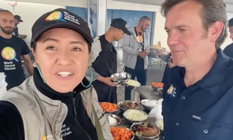 Zomi Frankcom (left) and a chef from World Central Kitchen, Oli