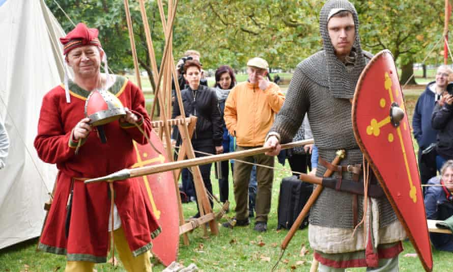 Reenactors at a Battle of Hastings encampment in Hyde Park, London