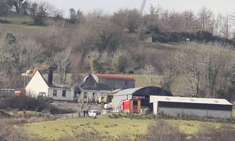 Emergency services at the house in Derrylin, Fermanagh
