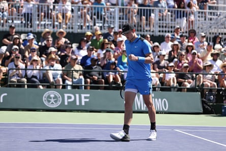 Jack Draper celebrates a point against Christopher O’Connell but eventually lost 1-6, 6-3, 6-2