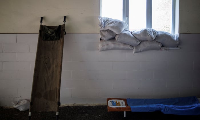 Stretchers are seen at a military hospital in Donetsk region, Ukraine, August 9, 2022. REUTERS/Alkis Konstantinidis