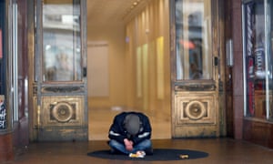A homeless person in the centre of Auckland.