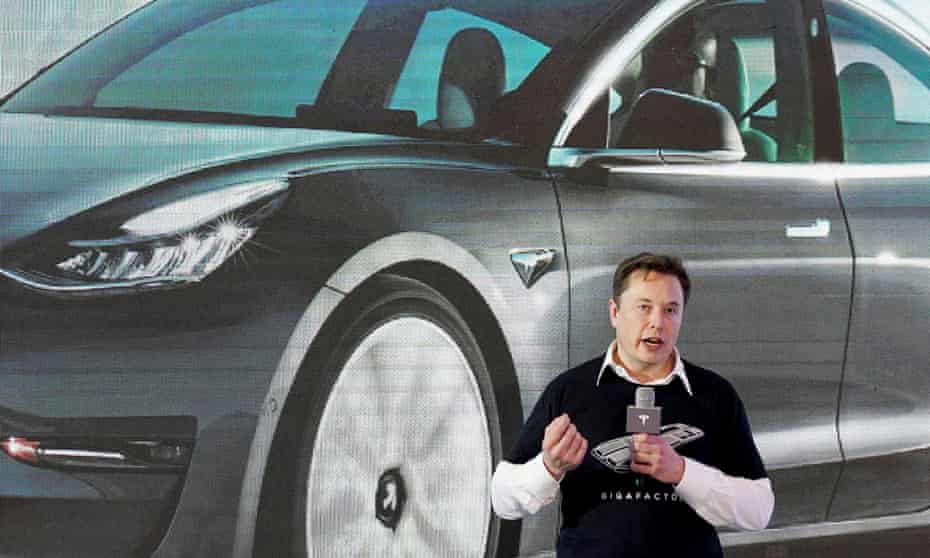 Tesla CEO, Elon Musk, speaks onstage during a delivery event for Tesla China-made Model 3 cars at its factory in Shanghai, China, in January 2020. 