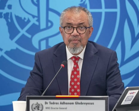 Director-general Tedros Adhanom Ghebreyesus speaking during a virtual press conference on the hantavirus cluster linked to a cruise ship travel, in Geneva.