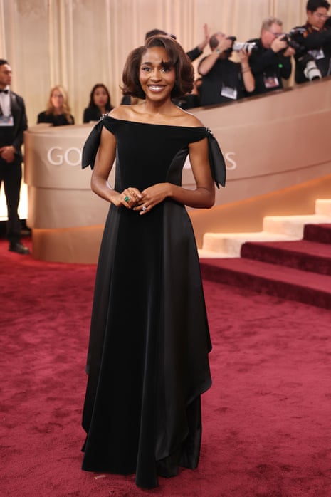 Ayo Edebiri in a black gown