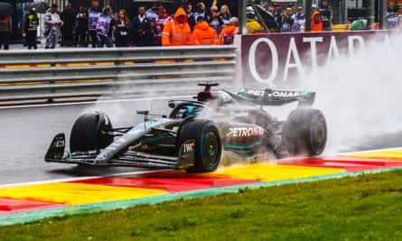 George Russell fights with miserable conditions during Friday’s Belgian Grand Prix practice